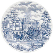 Prato de porcelana raso Cena inglesa 26x26 cm 