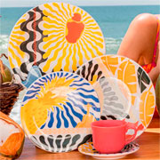 Prato de porcelana raso Salada tropical 26x26 cm 