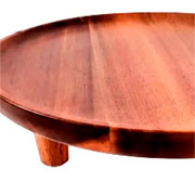 Bandeja de madeira acacia Wooden redonda com pé marrom 25x06 cm. 