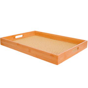 Bandeja de bambu com palha retangular 48x35 cm 