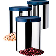 Conjunto de porta mantimentos de inox azul 03 peças 