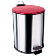 Lixeira de inox com tampa vermelha 03 litros 