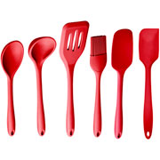 Conjunto de utensílios de silicone vermelho 07 peças 