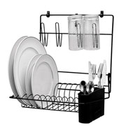 Cook home dobrável seca pratos copos e talheres Black 33x32 cm 