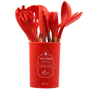 Kit da talheres de silicone Flórida  para cozinha vermelho 13 pcs 