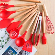 Kit da talheres de silicone Flórida  para cozinha vermelho 13 pcs 