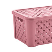 Cesta rattan com tampa rosa 24x17x cm 