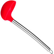 Concha de servir silicone com cabo em metal vermelho 30 cm 