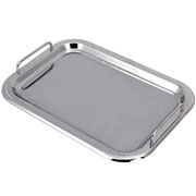 Bandeja de inox retangular com alças 33x24 cm 