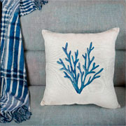 Almofada em Linho coral azul 52x52 cm 