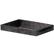 Bandeja em MDF Grid espelhada com alça preto 39x22 cm 