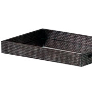 Bandeja em MDF Grid espelhada com alça preto 39x22 cm 