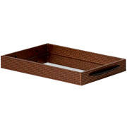 Bandeja em MDF Grid espelhada com alça bronze 39x22 cm 