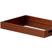 Bandeja em MDF Grid espelhada com alça bronze 39x22 cm 