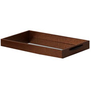 Bandeja em MDF Grid espelhada com alça bronze 49x30 cm 