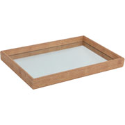 Bandeja em MDF borda trançada espelhada bege 45x30x05 cm 