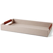 Bandeja de mdf retangular com linho cinza 40x24x05 cm 