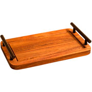 Bandeja de madeira Acacia com alças de metal 30x18 cm 