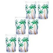 Jogo de copos de vidro Palm Tree Handpaint 350 ml 06 peças 