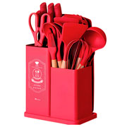 Kit utensílios de silicone California para cozinha vermelho 19 peças 