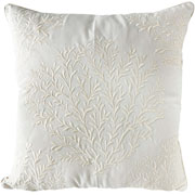 Almofada em sarja Coral com bordado fino off white 52x52 cm 